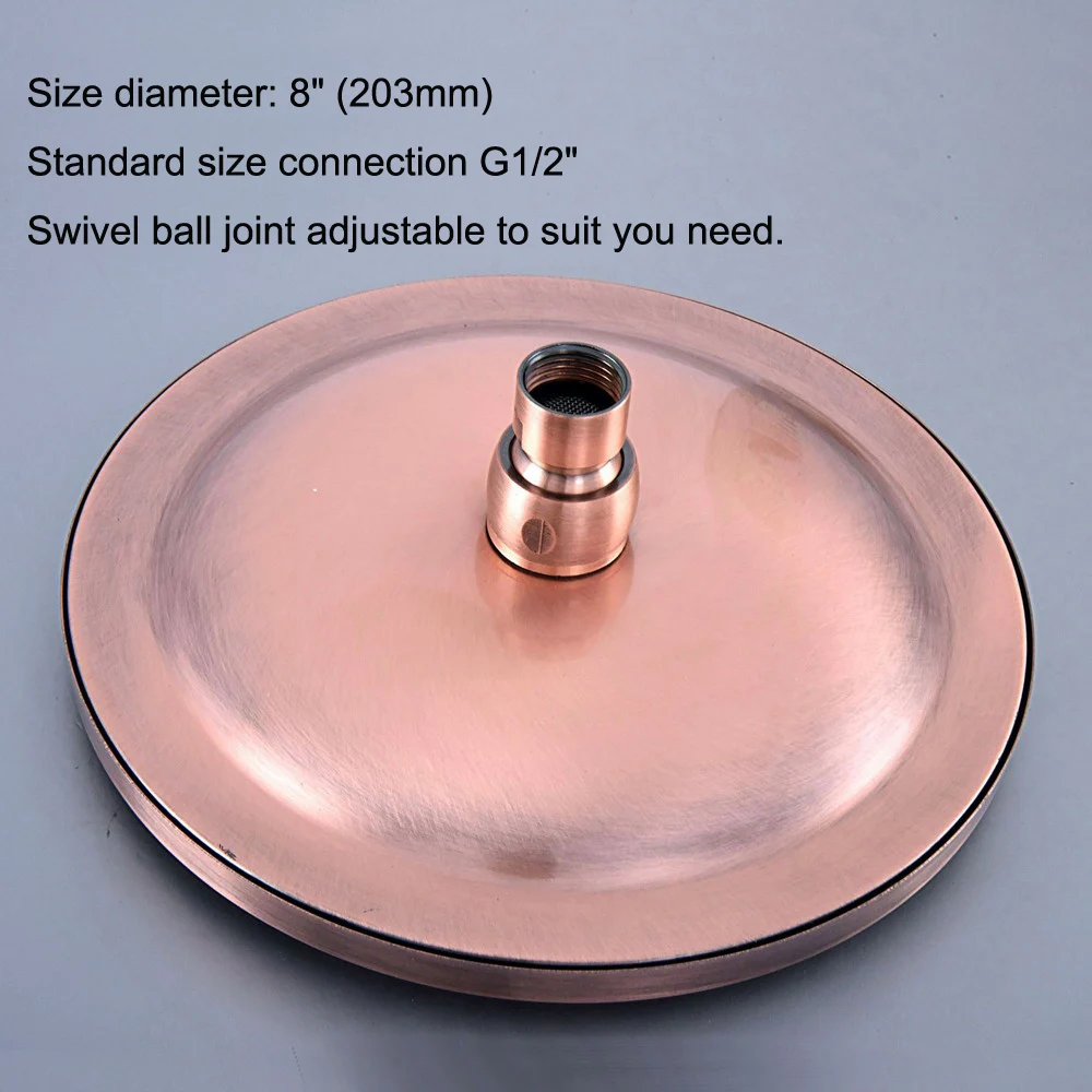 8" inch Antique Red Copper Brass Bath Rainfall Rain Bathroom Shower Head Bathroom Accessory (Standard 1/2") msh261 2