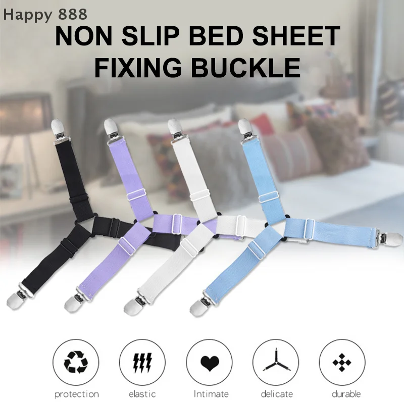 4-Pack Adjustable Bed Sheet Clips – Elastic Fasteners For Mattress Covers