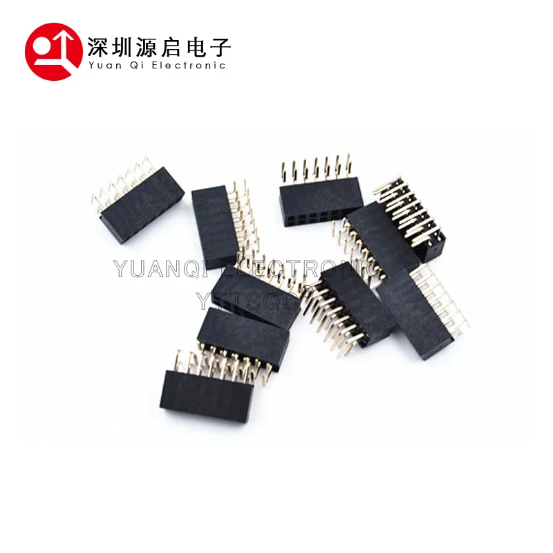 10pcs 2.0mm Pitch Right Angle Double Row 2X4/5/6/7/8/9/10/11/12/14/15/20/25/40P PH6.35 gold-plated PCB Female pin header socket