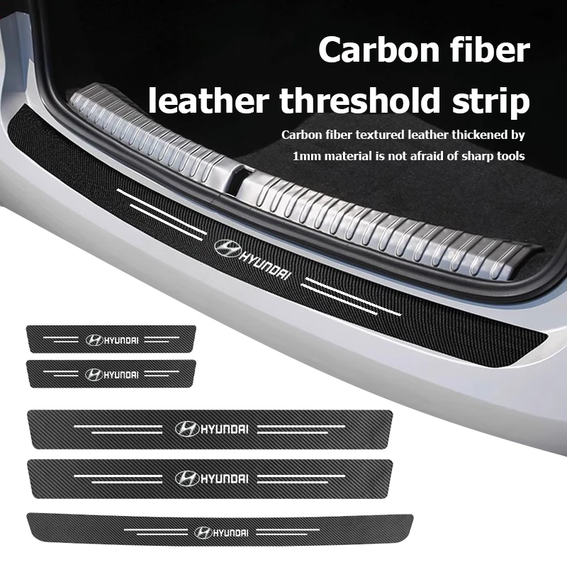 Para Hyundai coche de fibra de carbono alféizar de puerta protector antiarañazos pegatina accesorios i10 i20 i30 i40 ix20 ix35 ix55 Nexo ‌   IONIQ Starex