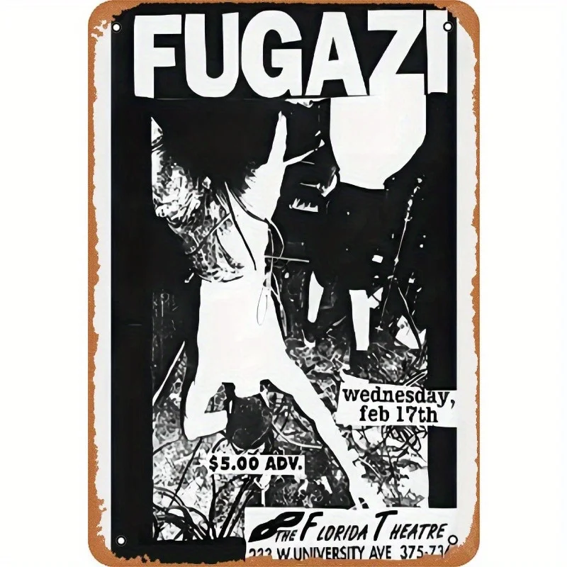 Fugazi Concert Poster Metal Sign - Vintage Band Wall Art, Pre-Punched for Easy Hanging, Waterproof & Rust-Proof, for Bar, Theat