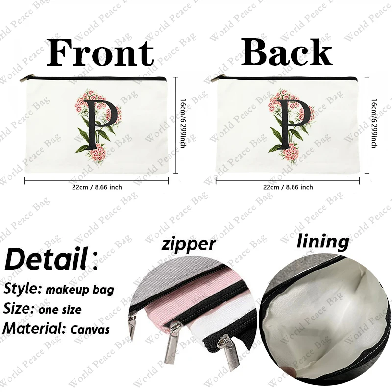 1Pc Initial Letter Bag Letter Makeup Bag for Women Initial Cosmetic Bag A-Z Personalized Makeup Bag Travel Makeup Bag,Initial Co