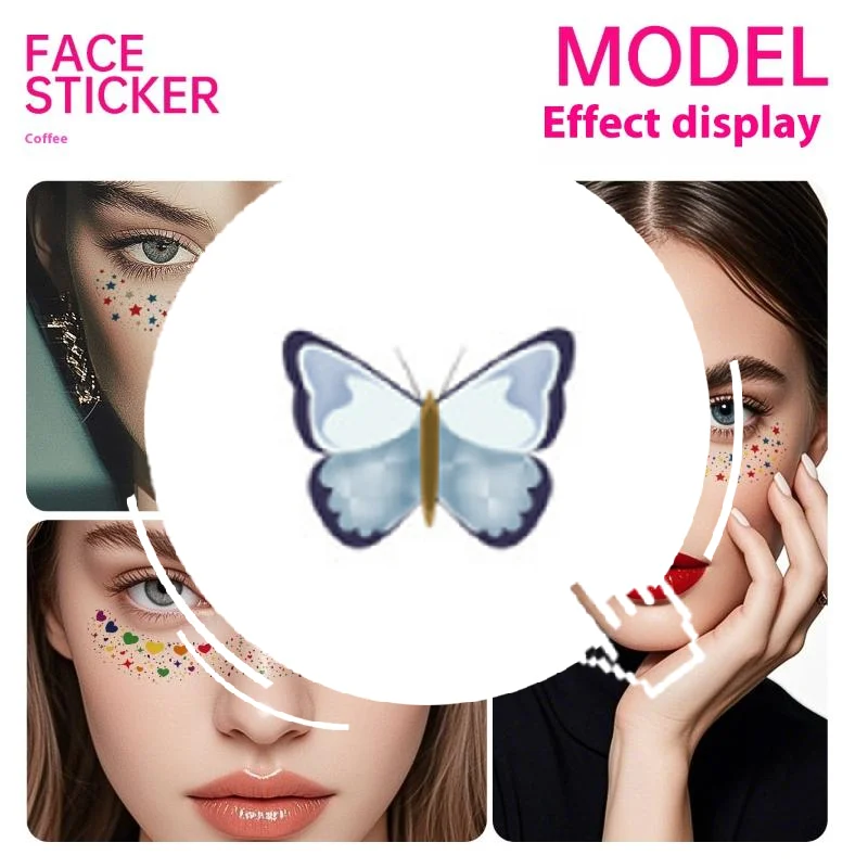 

6-листные разноцветные веснушки, временные татуировки, наклейки, горячее тиснение, веснушки, патчи для макияжа, макияж для лица