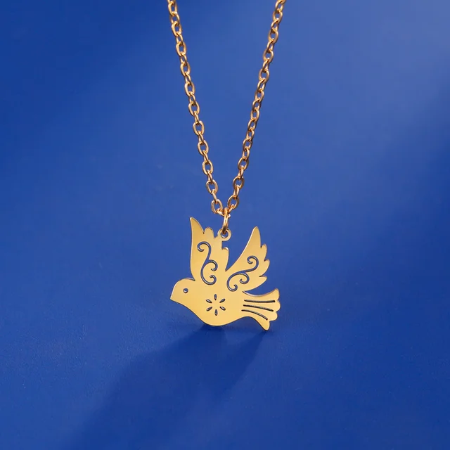 Cazador 2024 Animal Pigeon Bird Pendant Necklace for Women Stainless Steel Peace Loving Gift Neck Chain Jewelry Wholesale New AliExpress