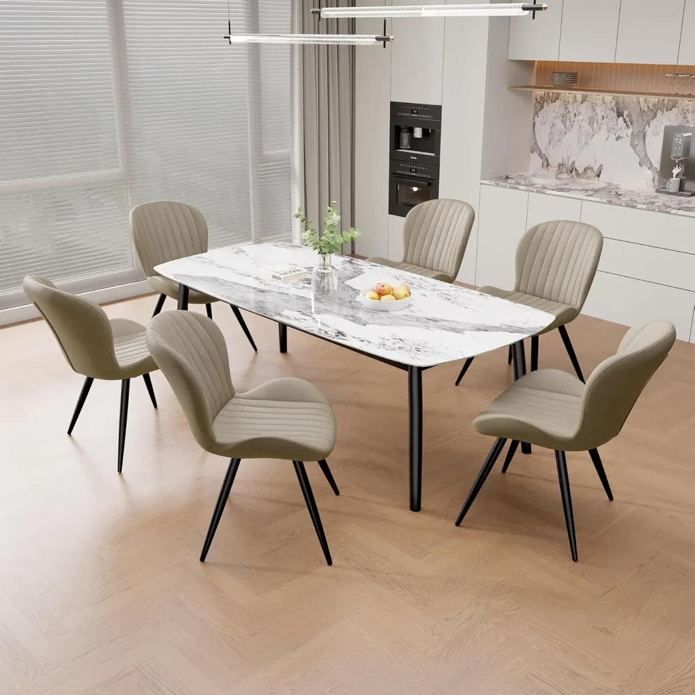 

Dining Chairs Set of 4, Modern Dining Room Chairs Comfy Backrest Thick Upholstered Kitchen Chairs 19IN Height with Metal Legs