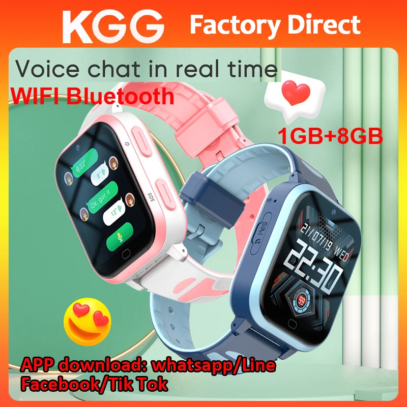 4G Kids Smart Watch Phone GPS Tracker WIFI 1GB+8GB Bluetooth HD Video Call Remote Monitor Alarm Clock APP Download 2024 New