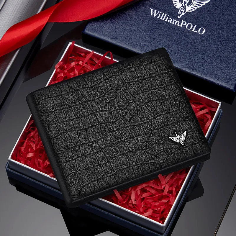 

WILLIAMPOLO Men's Wallet Crocodile pattern Genuine Leather Long Card Holder Case Luxury Design Purse Gift For Men Wallet Purses