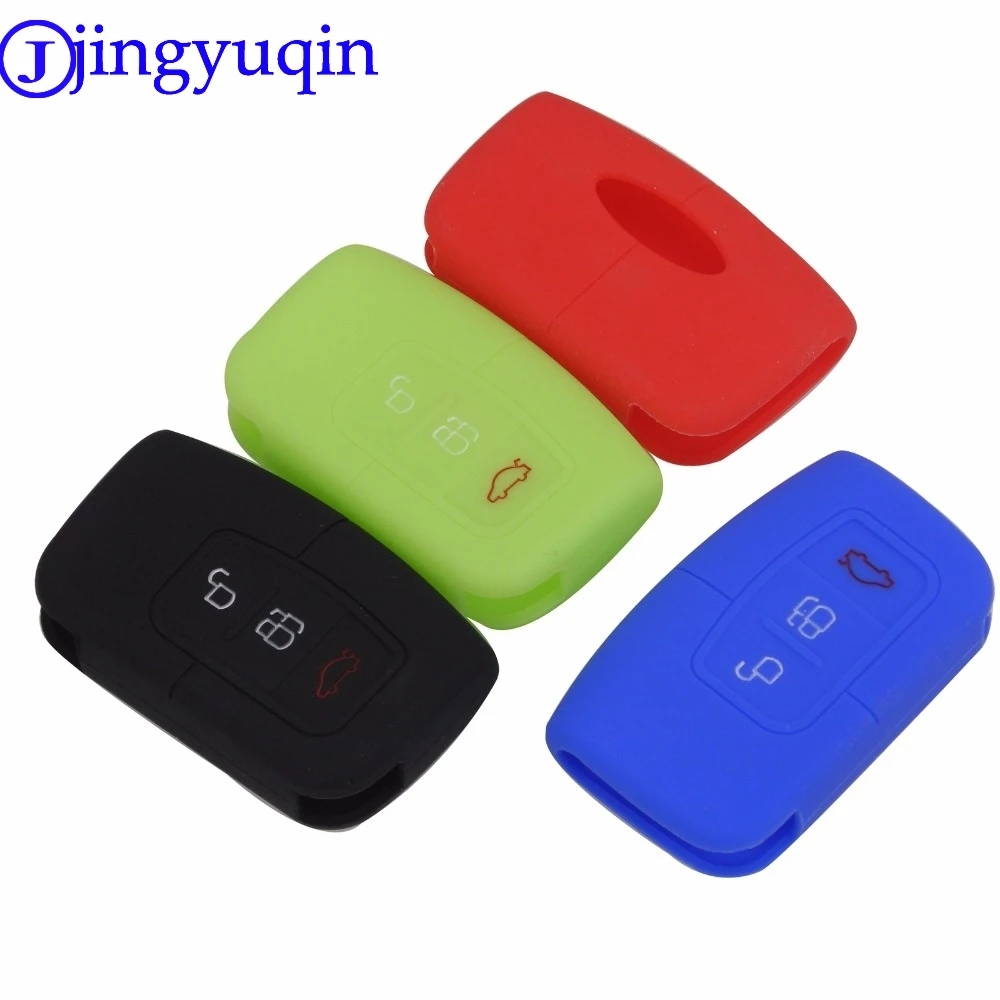 jingyuqin 10ps New Arrival 3 Buttons Remote Silicone Car Fob Smart Key Case Cover For Ford