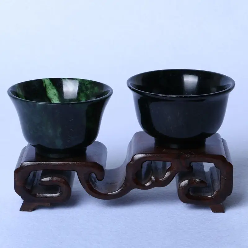 Natural Jade Tea Bowl Magnetic Stone Health Gongfu Teaware Real Chinese Tea Ceremony Jades Cups Kung Fu Teaset