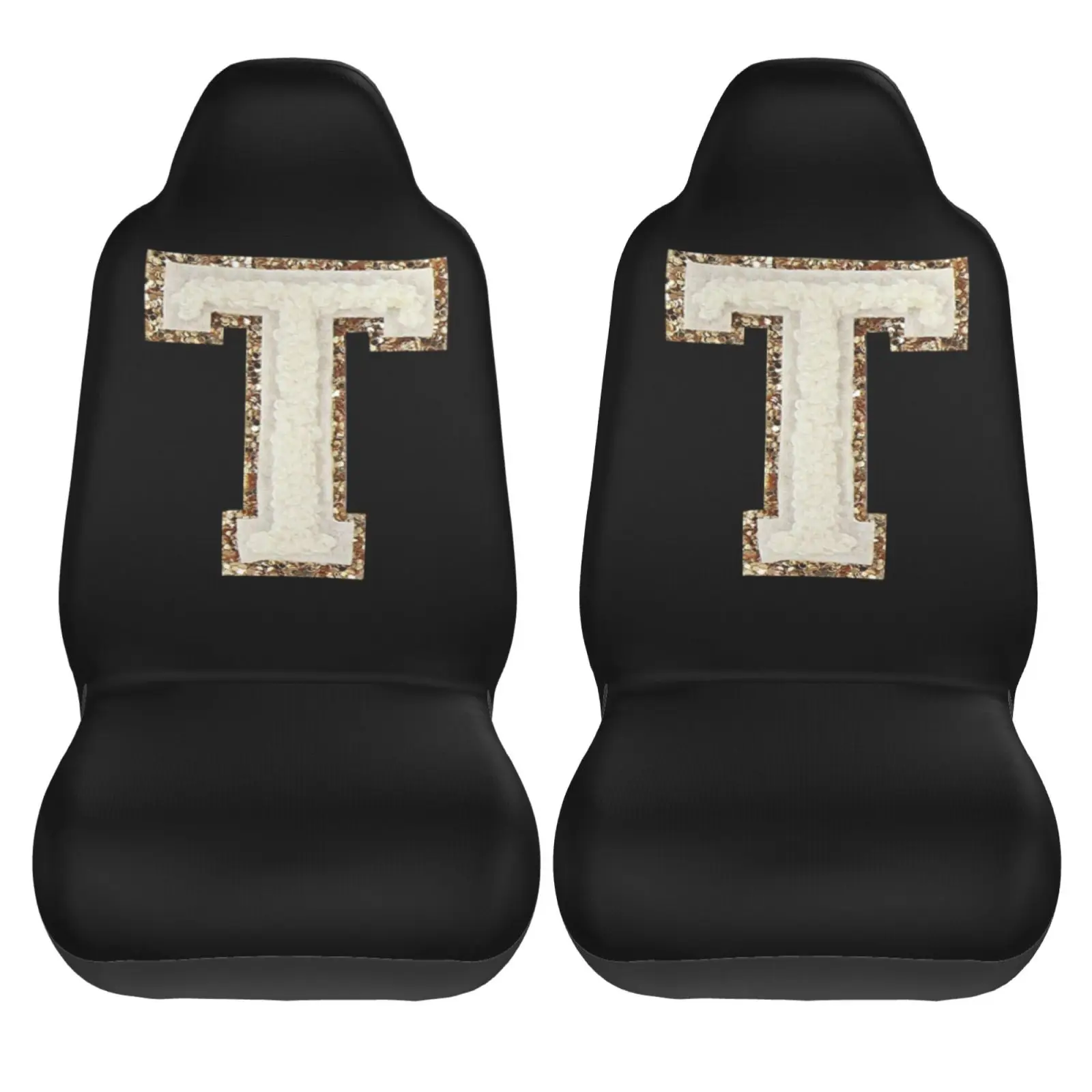 The Letter T Pattern 2pcs Car Seat Covers Suitable for Women and Men Universal Car Front Seat Protector Suitable for Cars SUV