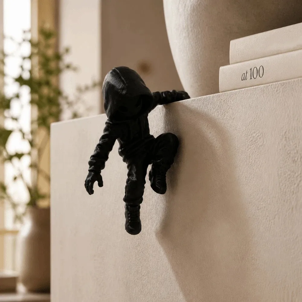 3D Printed Climbing Ninja Statue Creative Funny Ninja Ornaments Hanging Decor Monitor Top Decor Computer Screen