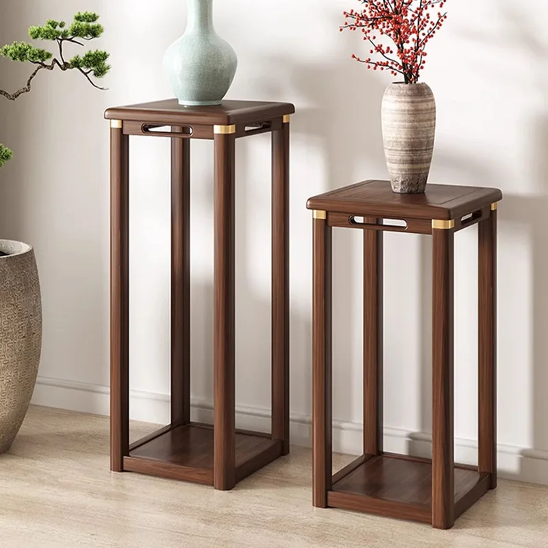 Solid wood flower rack, retro style living room flower pot rack, floor standing multi-layer flower table, plant placement rack