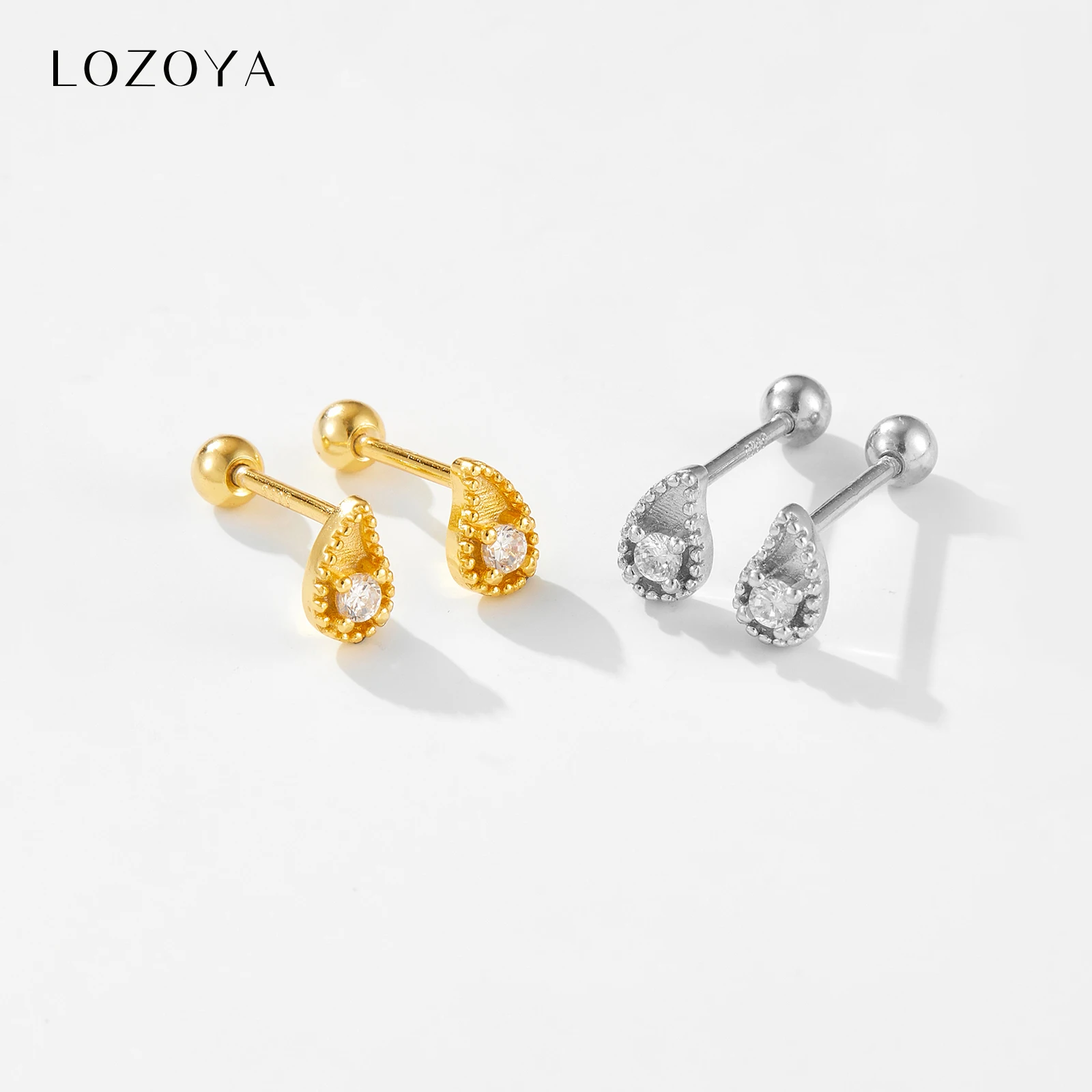 

Женские серьги-гвоздики LOZOYA из стерлингового серебра 925 пробы с золотым покрытием, черным цирконием, в стиле рок-панк, повседневные, модные, ювелирные украшения, подарок, 2026, с бусинами