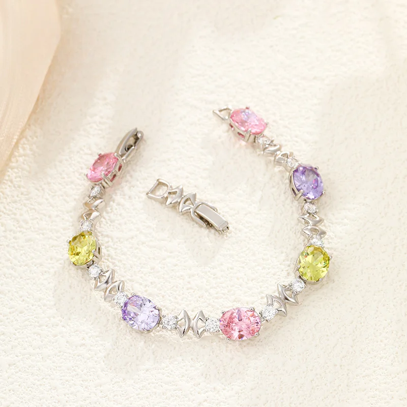 

Inlaid colored egg-shaped bracelet women's high-end fashion bracelet light luxury and sweet temperament jewelry
