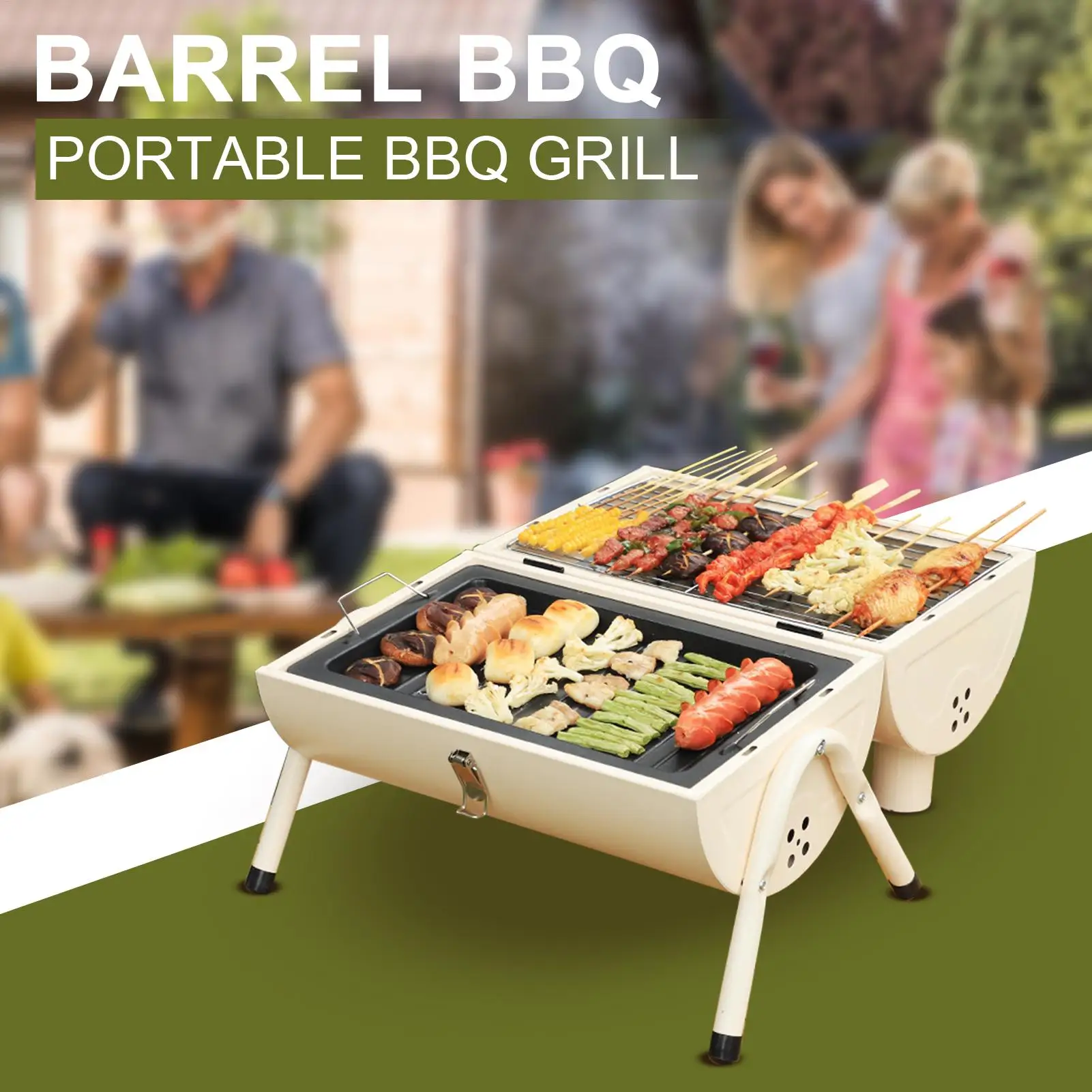 

Barrel Charcoal Grills Camping Barbecue Smoker Lightweight Ventilated Barbecue Barrel Grill For Porch Backyard Home Balcony