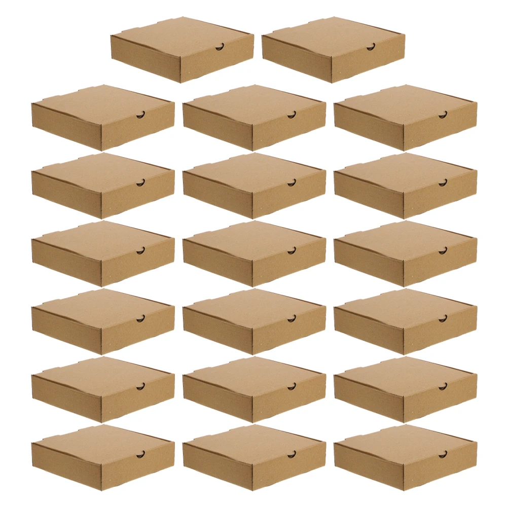 

20pcs Pizza Boxes Kraft Corrugated Takeout Containers Flat Packing Empty Food Cake Cookie Box Storage Home Organization