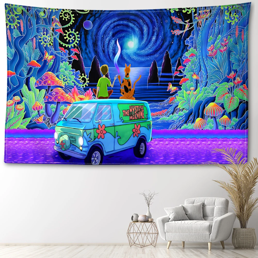 Cartoon Mushroom Forest Tapestry Wall Hanging Mysterious Simple Abstract Art Landscape Bohemian Bedroom Living Room Home Decor