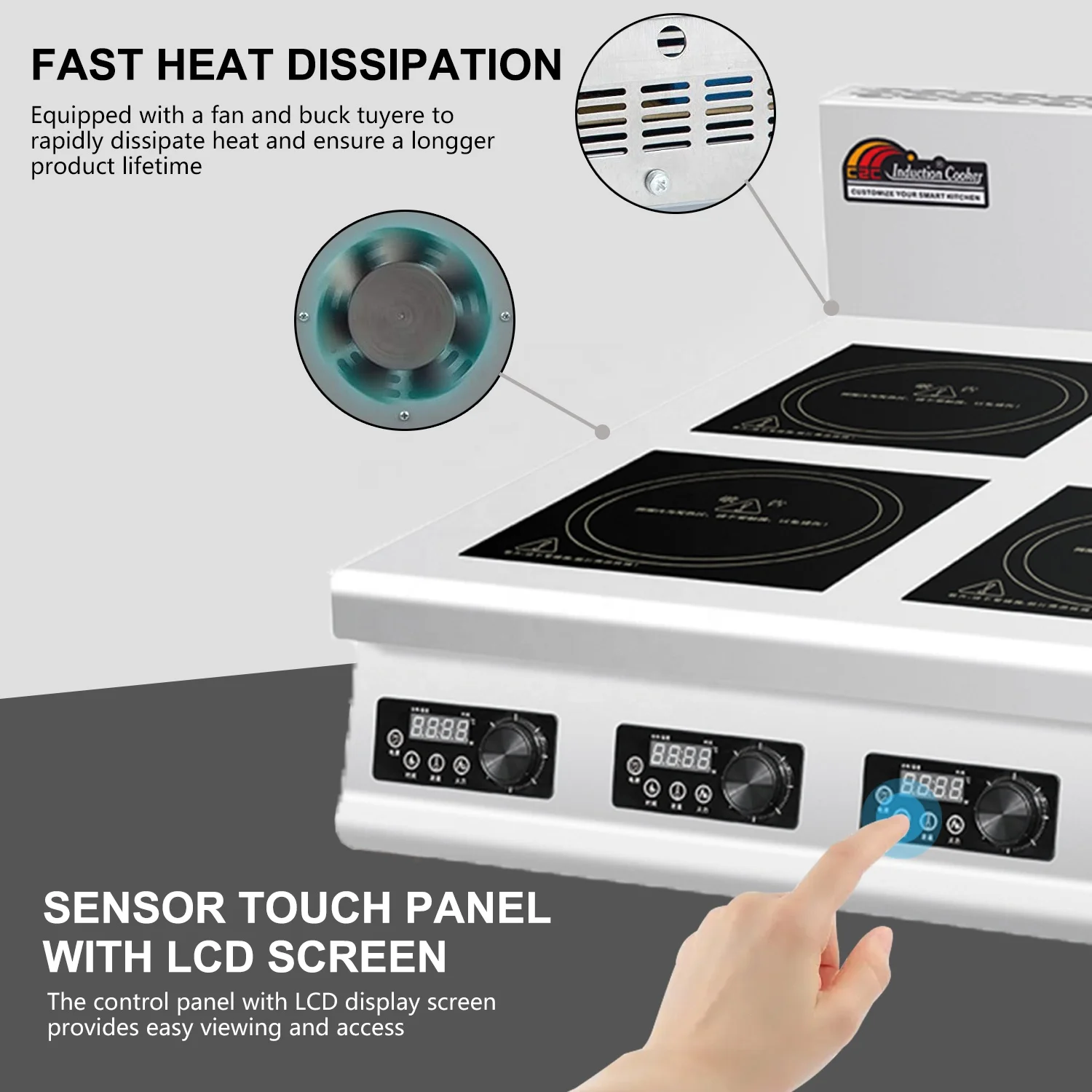 4 Burner Hot Plates Flat Industrial Commercial Induction Cooker Cooktops OEM Stove Top Hob Kitchen Electric Induction Range Top