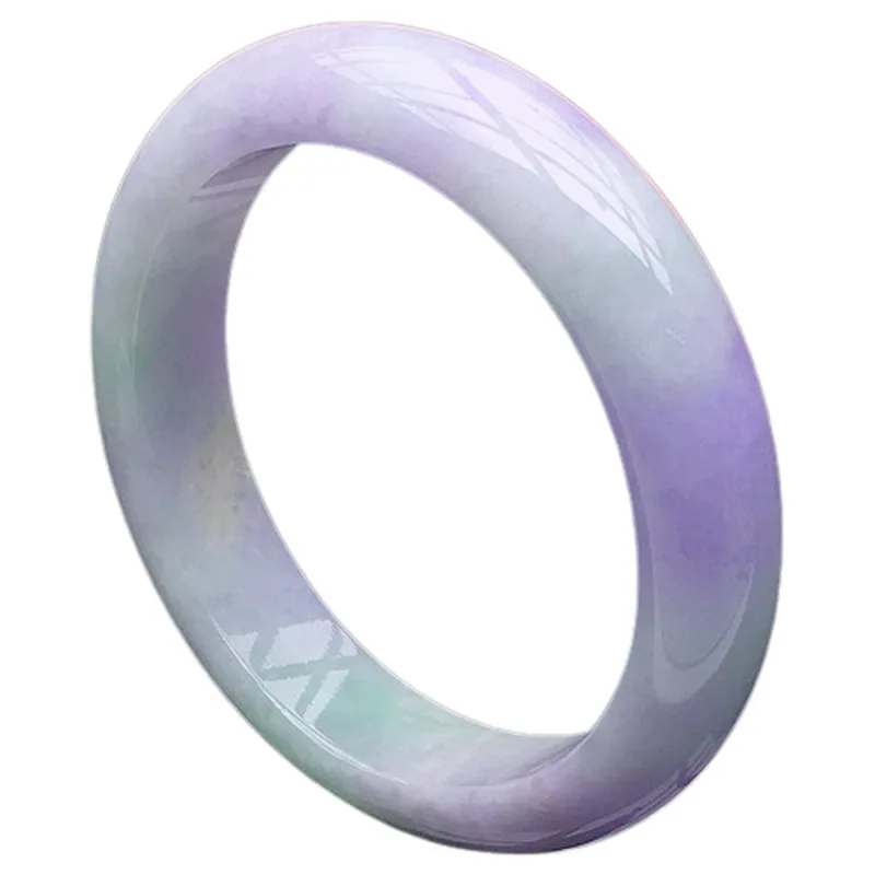 Natural Burmese Grade A Bracelet Ice-Waxy Texture Dark with Floral Inclusions Light Sun Green Jadeite 5