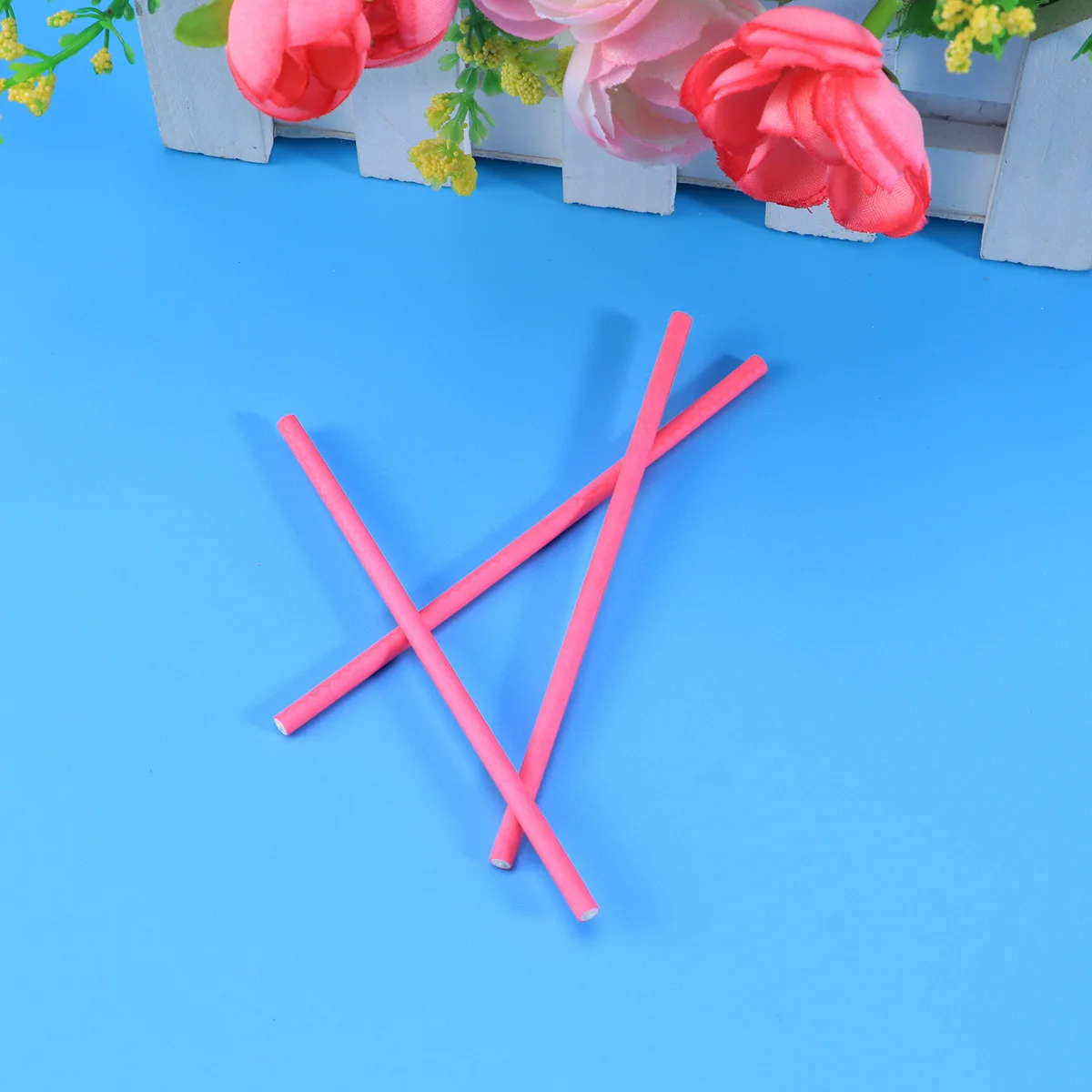 100 قطعة من أعواد مصاصة الخطمي من الدرجة الغذائية، أعواد كعكة ورقية وردية، أدوات خبز للحفلات والحلوى الصلبة