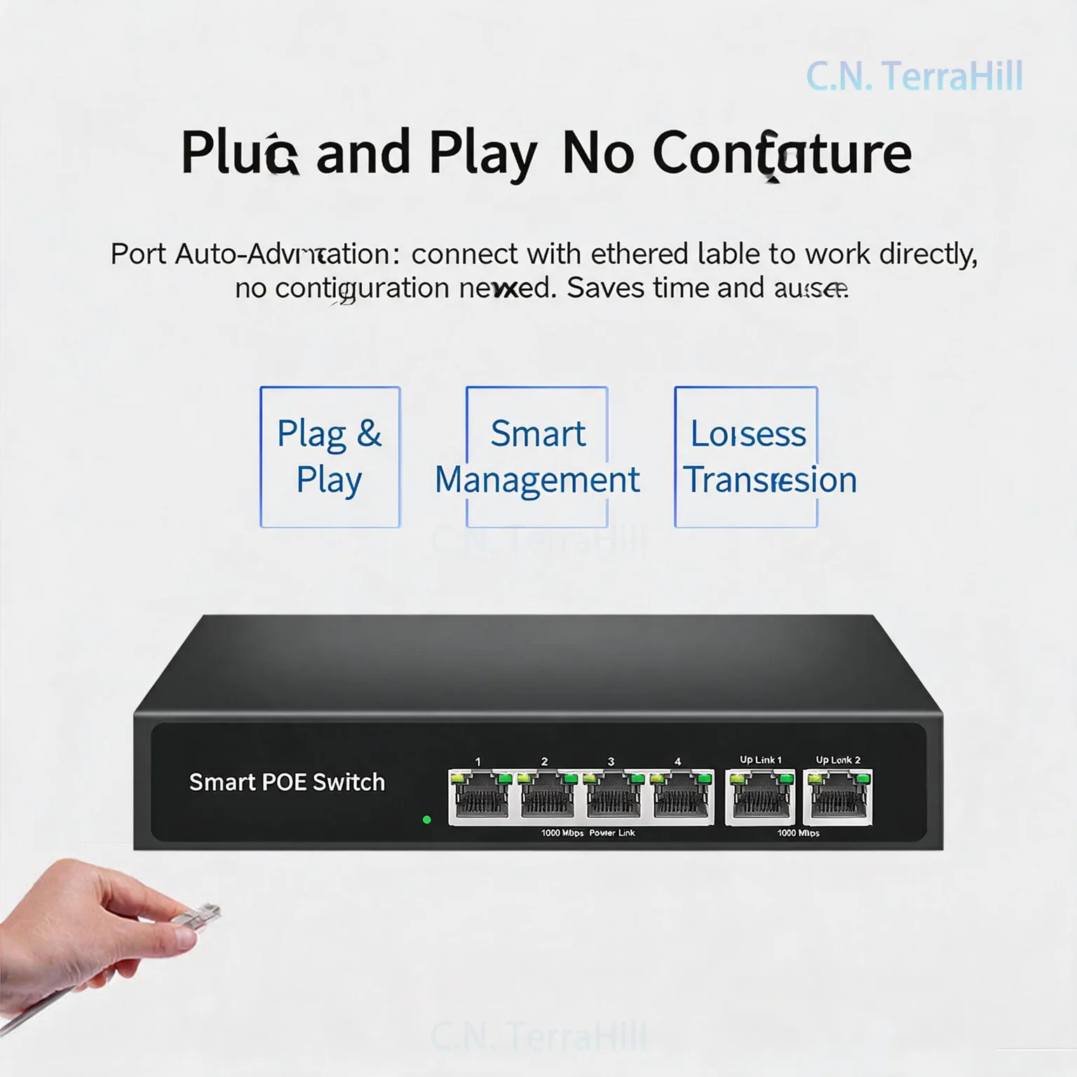 5/8 Port PoE Switch 100Mbps 15/24/48V CCTV Network Switch with Splitter for Surveillance System