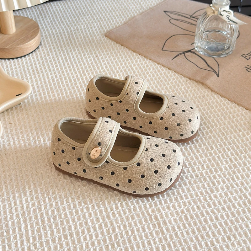 Picture 6: Girls Polka Dot Mary Jane Shoes 2026 New Autumn Kids Vintage Princess Flat Shoes Round Toe Soft Sole School Dress Shoes For Baby