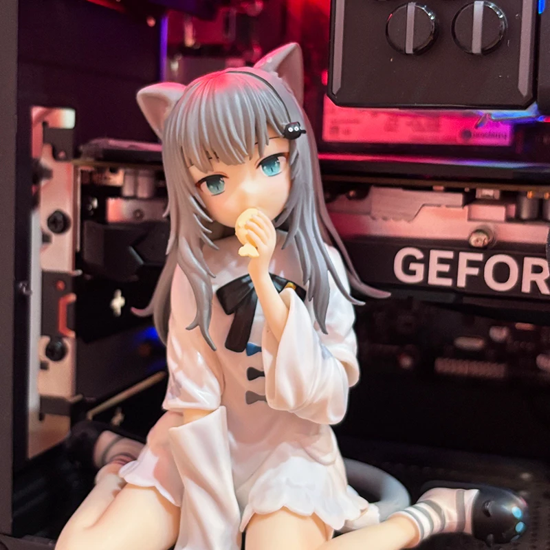12 センチメートルアニメ Nachoneko フィギュア猫ガール座り姿勢アニメーションモデルのおもちゃギフトコレクション装​​飾装飾品 Pvc おもちゃ