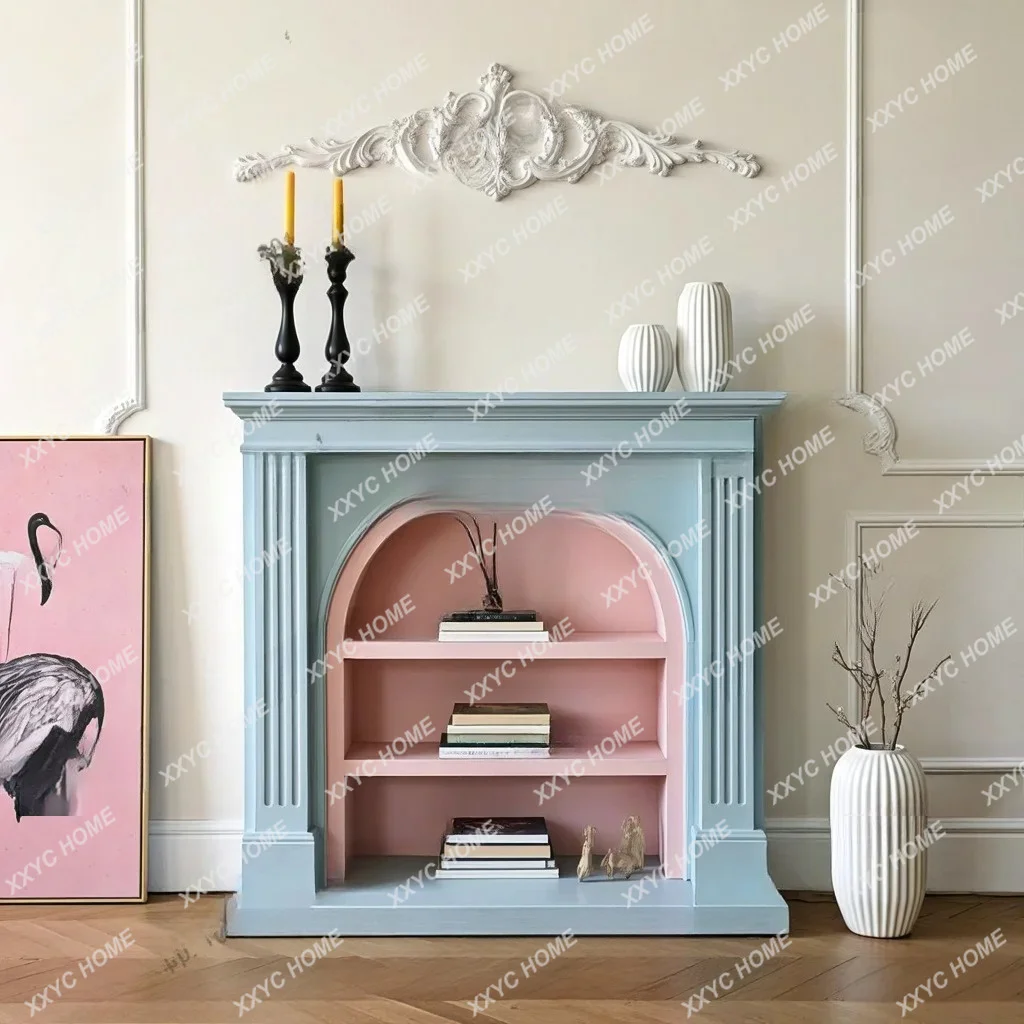 Dopamine fireplace cabinet  cream wind solid wood  arched fireplace decorative cabinet  living room porch