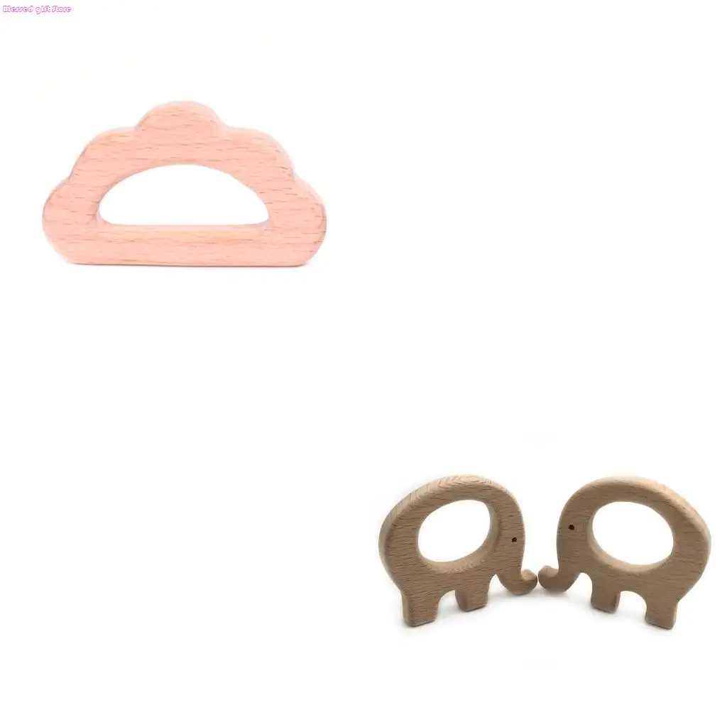 

D0JC Beech Teether Handhold Rattle Toy Hand Grip Training Feeding Ring Teething Toy Early Learning Toy for Infant 3-12M
