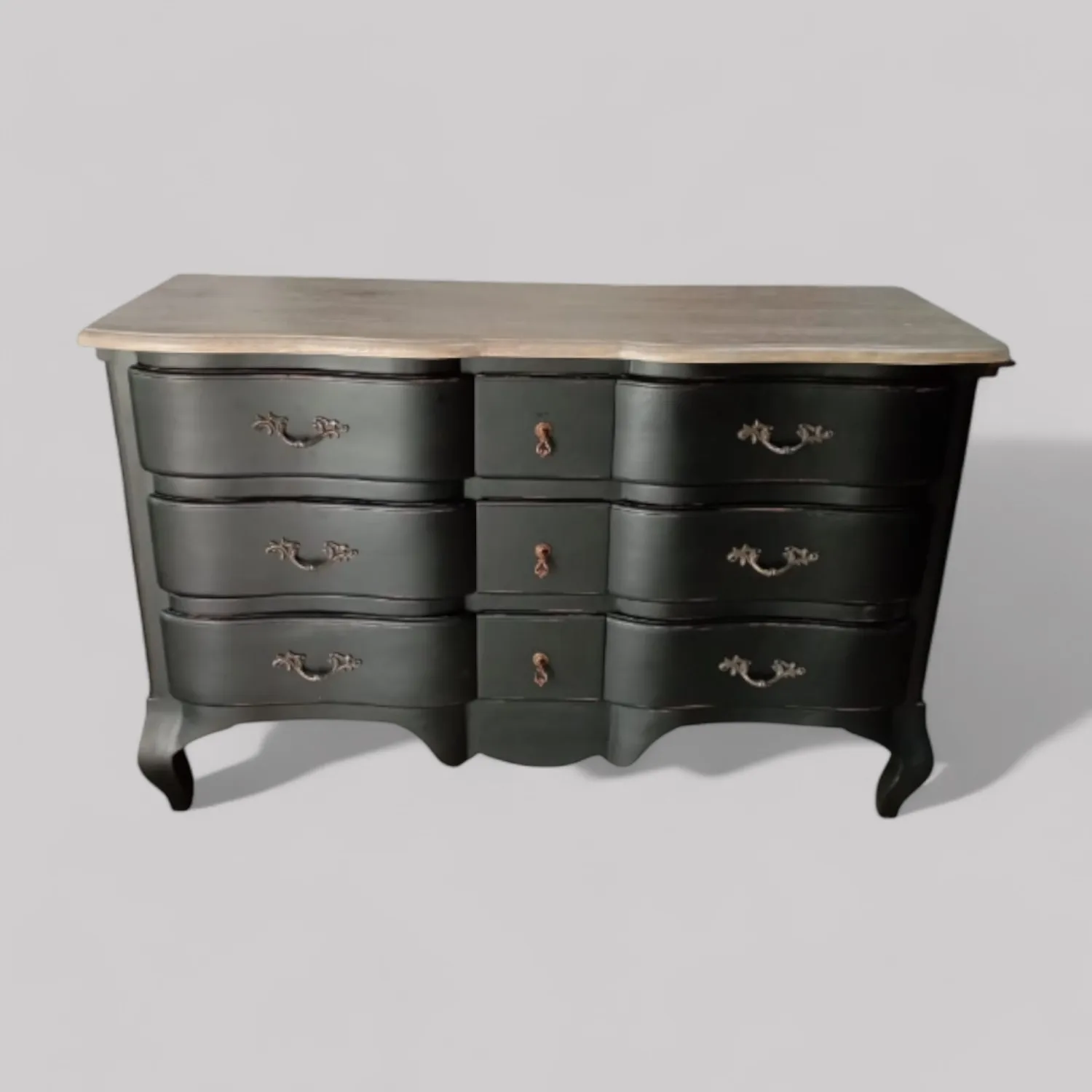 Antique country dresser solid mahogany wardrobe 9 curved drawers