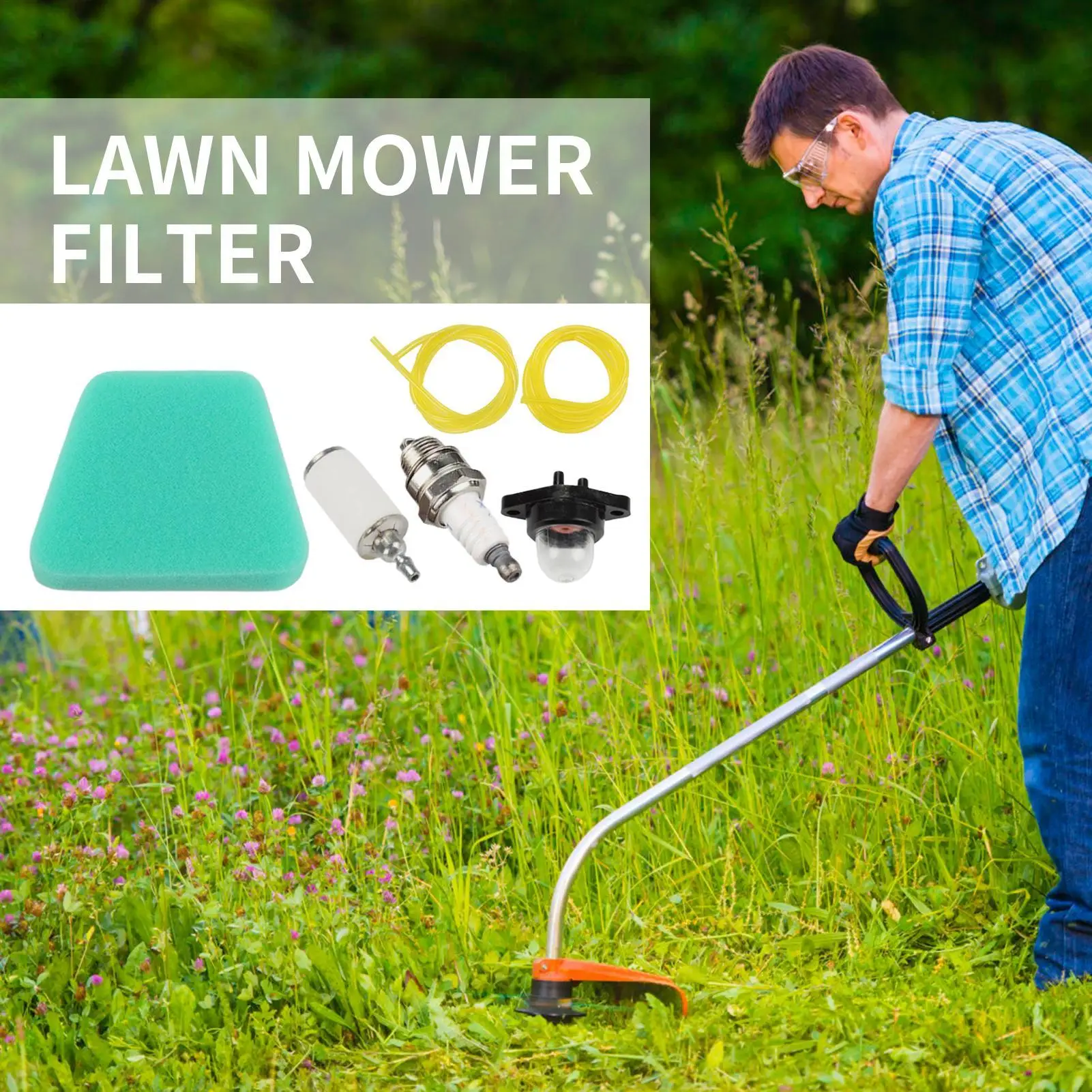 

Chainsaw Air Filter Grass Mower Filter Hose Tube Spark Plug Kit Mowing Machine Accessories For Farm Equipment Upkeep Gardening