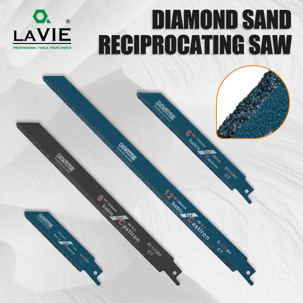 LAVIE 1pc Saw Blade 100/150/225/300mm 30 Grit Diamond Reciprocating JigSaw Blades For Cutting Tile,Granite,Marble,Glass,Cement