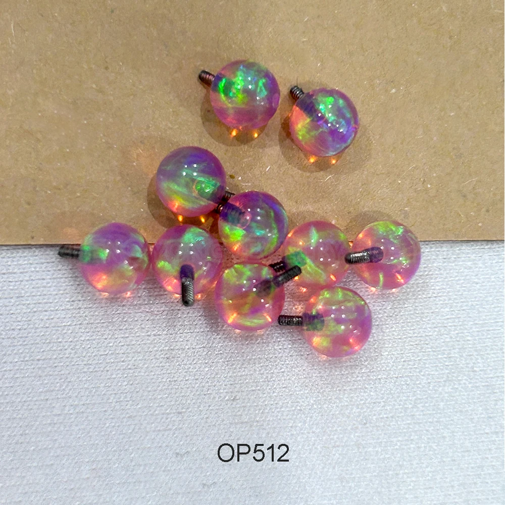Screw in Piercing Ball for Men Women 4mm 5mm Fire Opal Beads Jelly Transparent Colorful Beads OP501--OP530