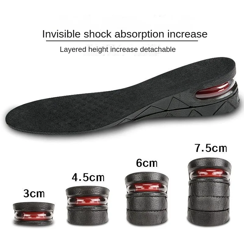 Internally Increased Multi-layer Detachable Invisible Sports Insole for Men and Women with Increased Shock Absorption