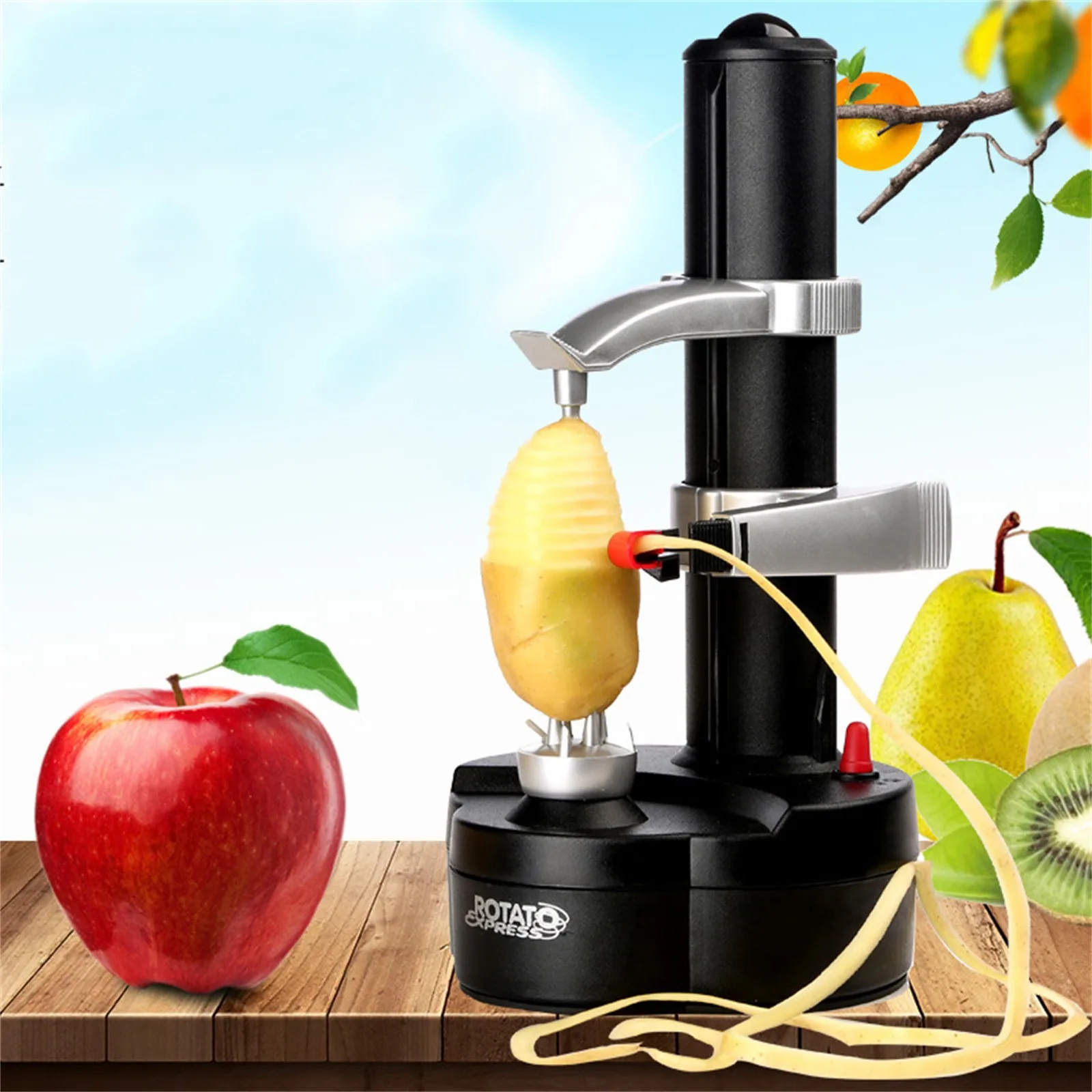 Automatic Fruit Peeler Vegetable Cutter Three Spare Multifunction Stainless Steel Electric Vegetables Fruit Peeler Peeling