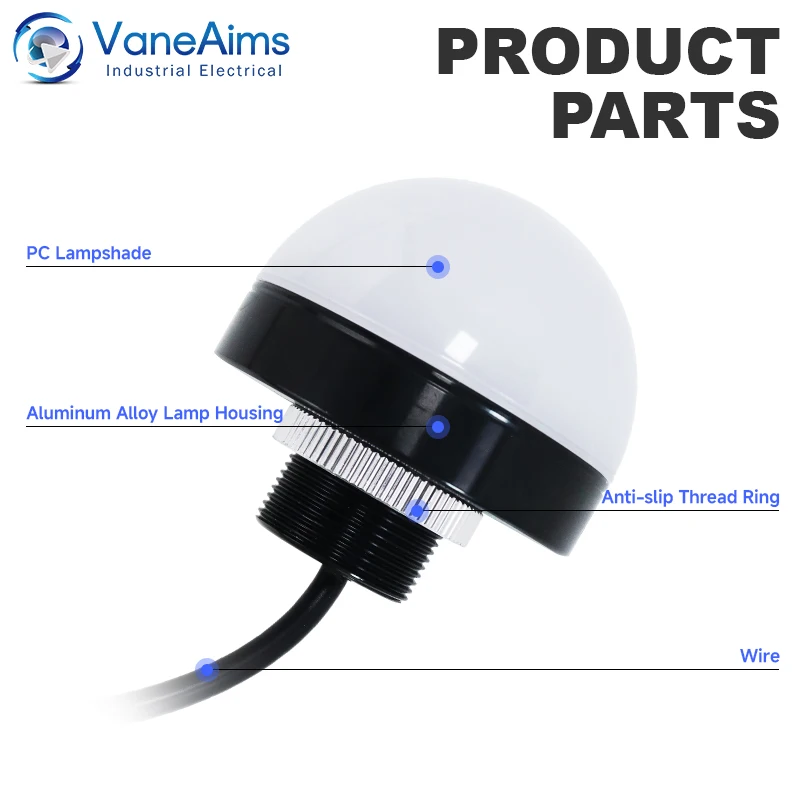70mm Semi-Circular Signal Light Waterproof 12V 24V Tri-Color LED Industrial Flashing Warning Light LED Signal for Machine Tool