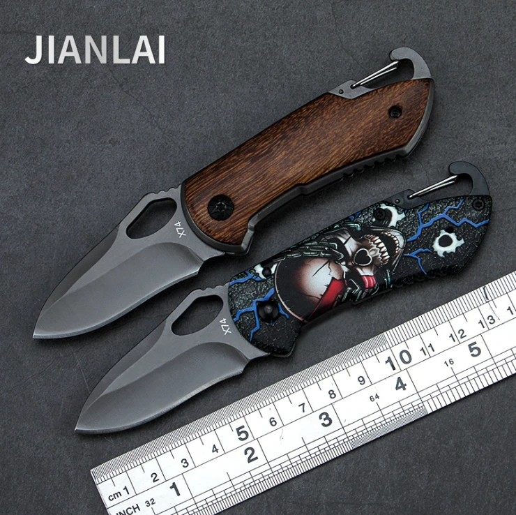 New High hardness skeleton wooden handle folding knife mountaineering camping fishing barbecue knife outdoor survival knife