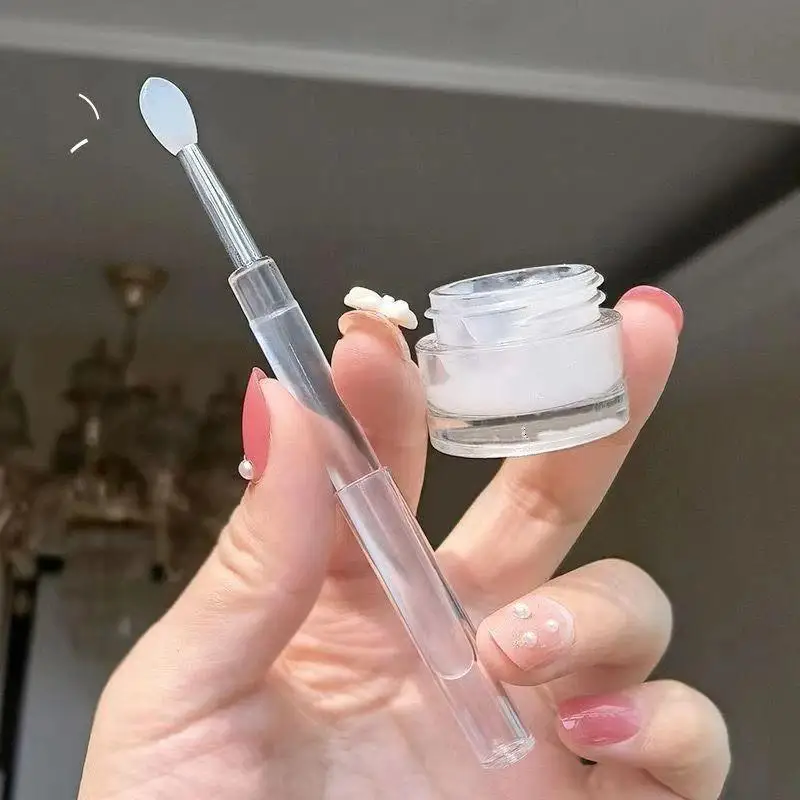 Silicone Lip Brushes with Soft Tip Dustproof Cover Portable Small Size Lip Applicator for Pocket Travel Purse Makeup Storage