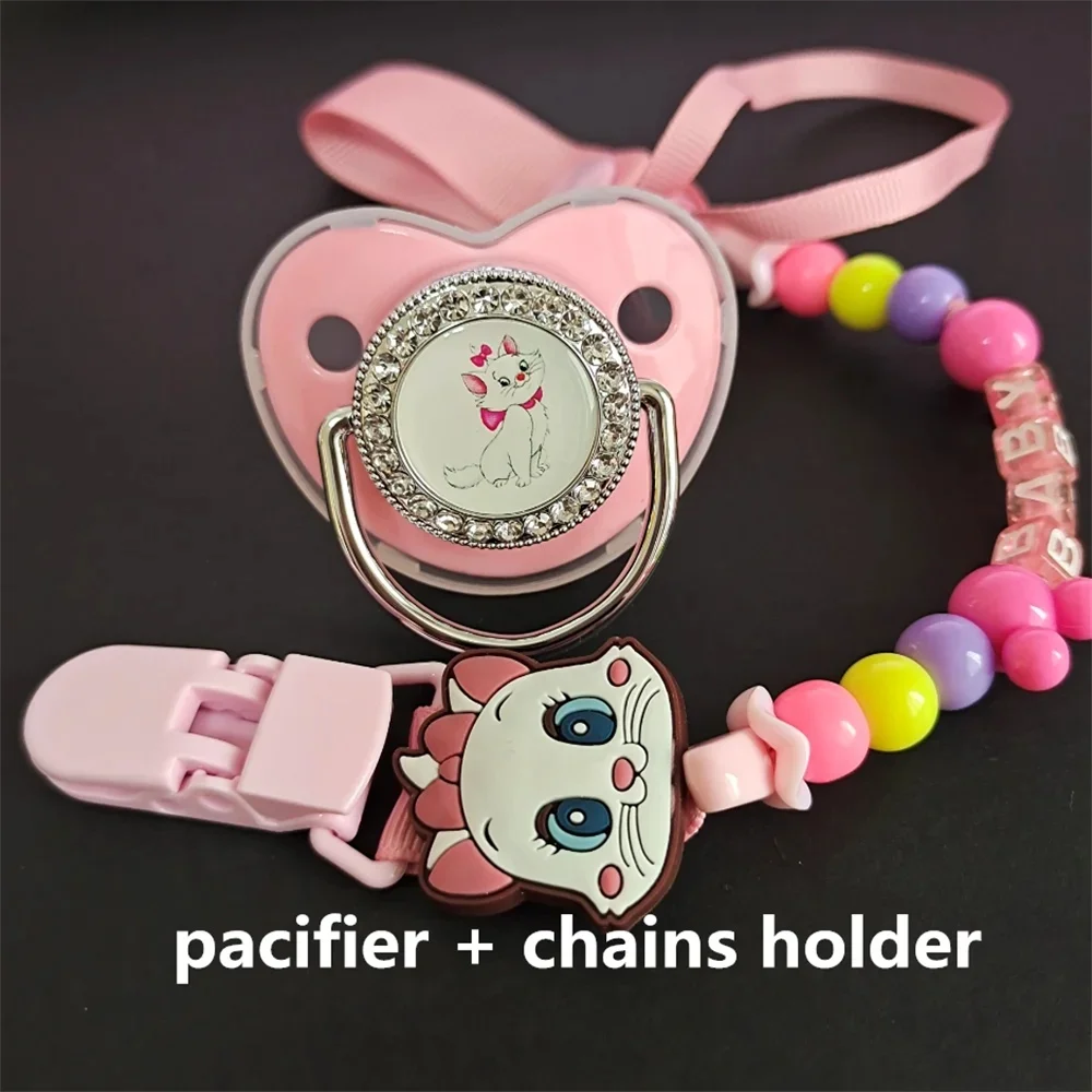 2024 Mary Cat Orthodontic Nipple Kids Girl Kids bejeweled beautiful baby pacifier with personalized clip chupete0-24 months