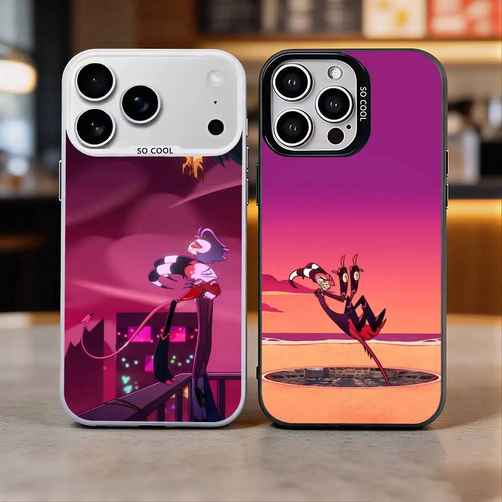 

H-Helluva Boss Cartoon Phone Case For iPhone 17, 16,15,14,13,12,11 Plus,Pro Max, Colorful Silver Funda Cover