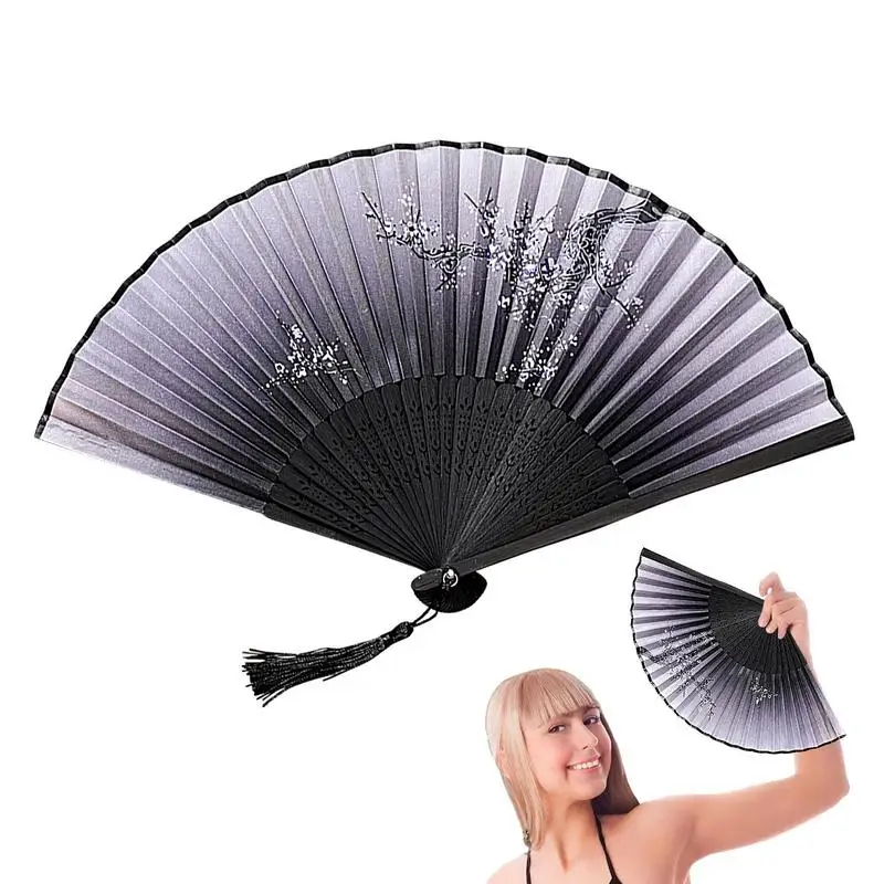 Summer Foldable Fan Ancient Chinese Style Chinese Paper Handheld Folding Fan With Tassel For Offices Living Room Wedding