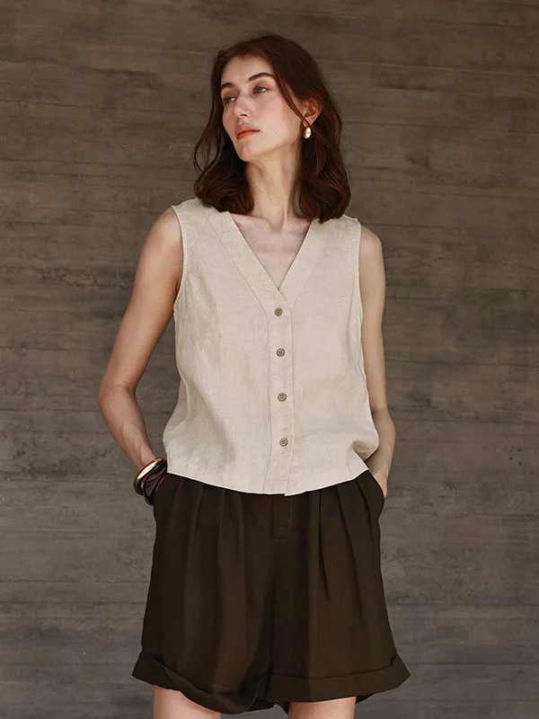summer-pure-linen-vest-women's-loose-v-neck-sleeveless-casual-old-money-style-top-luxury-season-women's-vest-no-brand