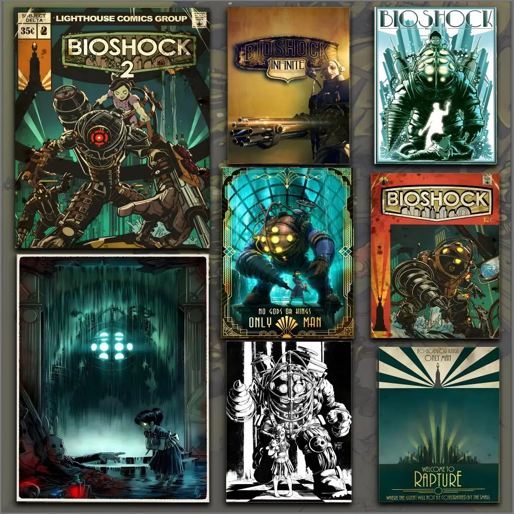 Jeu vidéo Bioshock Rapture rétro impression affiche HD Anime thème chaud chanteur/OST/film-autocollant imperméable décor à la maison