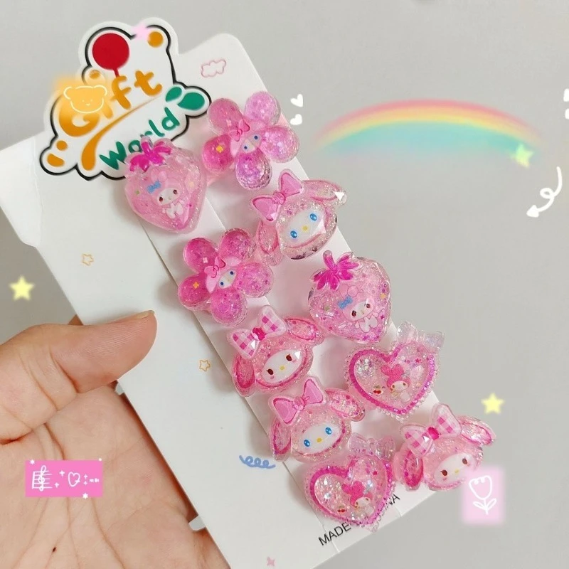 

pcs5 Kawaii My Melody Sanrio Children Lovely Cartoon Hair Clips Girlish Heart Headwear Hair Decoration Students Gifts for Kids