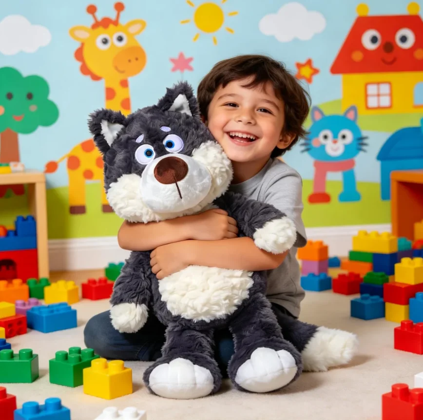 Cute Gray Wolf Home Decor Emotional Healing Accompanying Stuff Bedroom Sofa Office Ornaments High Quality Birthday Boy Girl Gift