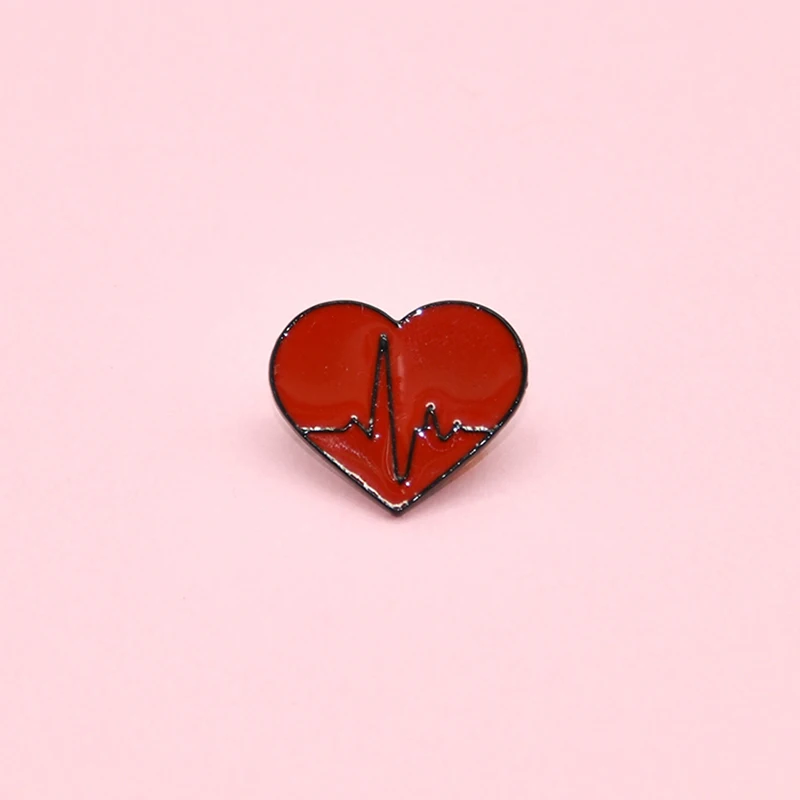 Pin de esmalte de medicina divertido para hombres y mujeres, insignia de metal, broche de solapa de ropa punk, cardiograma de amor rojo de dibujos animados, regalo para niños