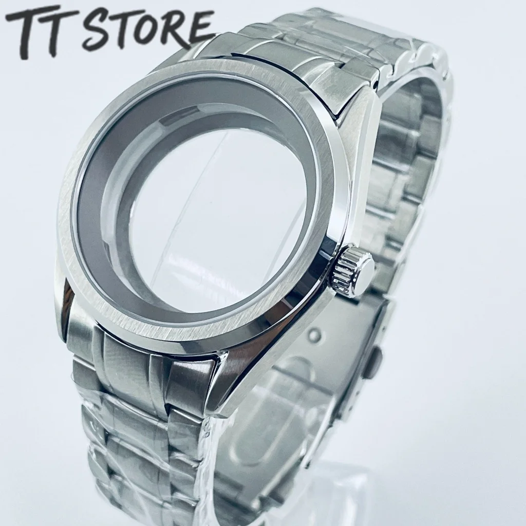 Stainless Steel 40MM Watch Case with Steel Bracelet and Sapphire Glass Housing for NH35/NH36 Automatic Watch Modifications