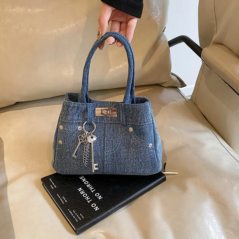 

Super hot jeans lock bag 2025 new niche design handbag fashion everything single shoulder crossbody bag for women