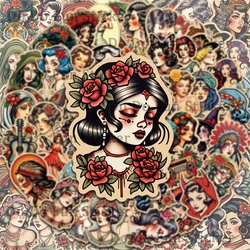 50PCS American Flowers Girl Classic Art Graffiti Stickers Waterproof PVC Personalized Exotic Romantic DIY Decoration Guitar Cup