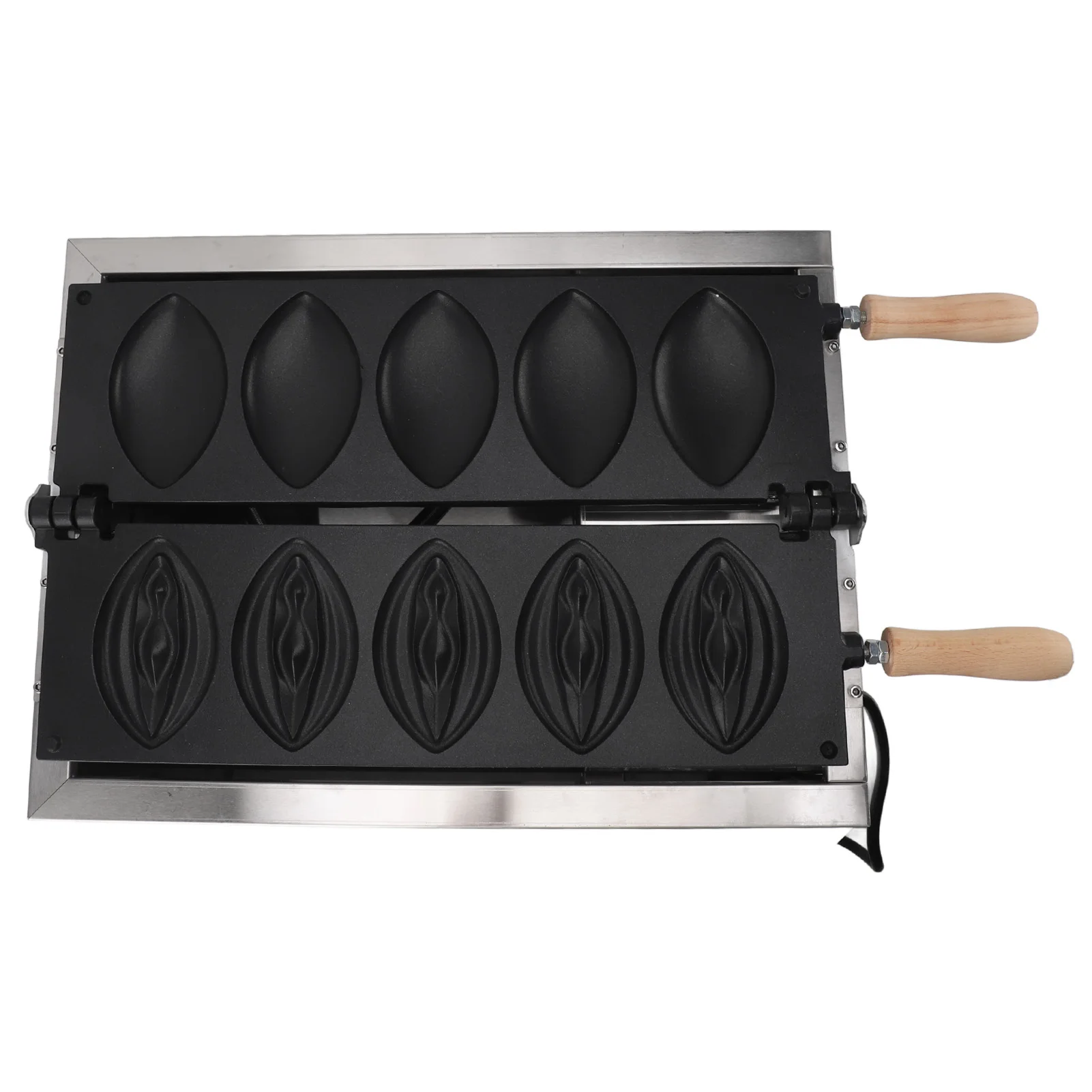 ماكينة صنع الوافل بمقبض مضاد للحرق ، طلاء غير لاصق ، كهربائي ، فولاذ مقاوم للصدأ ، خشب مركب ، حفلات